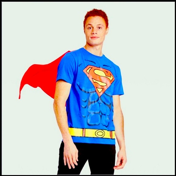 DC Comics Superman Mens Superhero Caped T-Shirt Glow In the Dark 💙❤️ - Picture 1 of 8